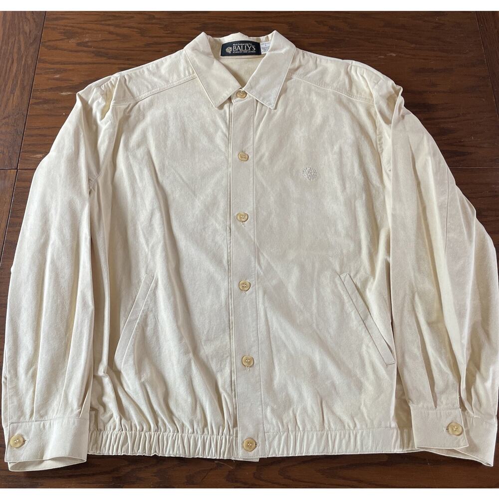 Vintage Ballys Casino Light Jacket Button Up Microsuede Large USA